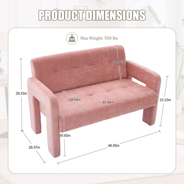 English Elm Nordic Ergonomic Double Armchair Upholstered Chenille Sofa 2-Seater Compact Lounge Chair 550LB Capacity Pink W395P380535