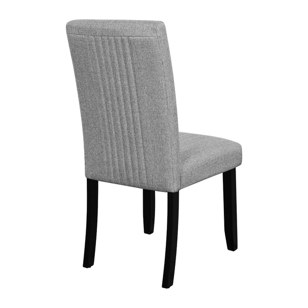 English Elm 5-Piece Round Dining Set with 43" Modern MDF Table and 4 Upholstered Fabric Chairs for Compact Spaces White+gray N752S001055E