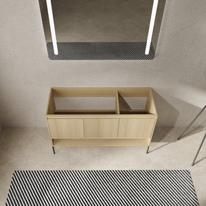 English Elm 48" Modern Freestanding Bathroom Vanity Cabinet, 3 Soft-Close Doors, KD Packing, No Sink Included W1972P199462