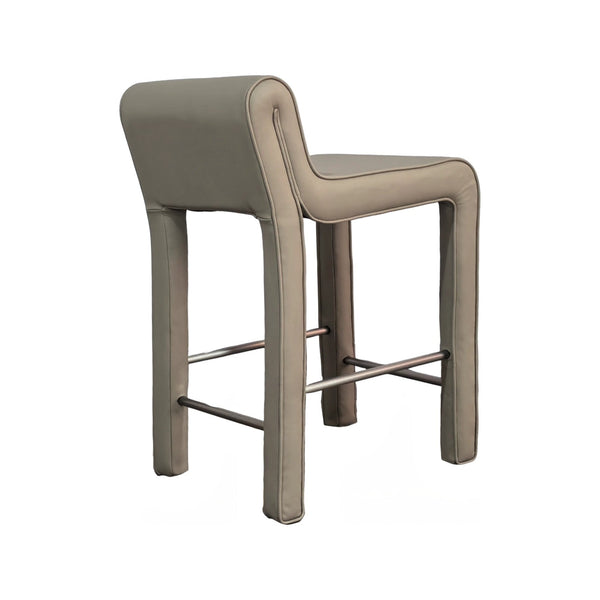 Olivia + Quinn Hudson Leather Counter Chair - Luxurious Top Grain Design For Modern Elegance And Durability Apollo Mineral Leather,Foam,Wood 2168_Apo9303