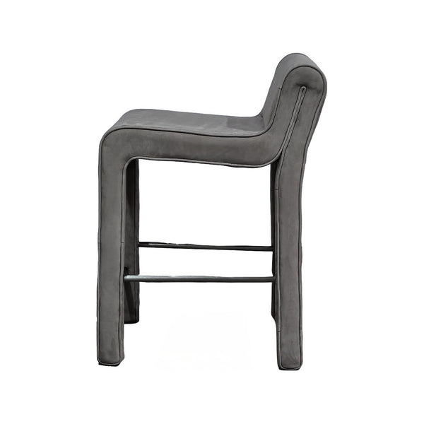 Olivia + Quinn Hudson Leather Counter Chair - Luxurious Top Grain Design For Modern Elegance And Durability Hepburn Taupe Leather,Foam,Wood 2168_Hyw1003