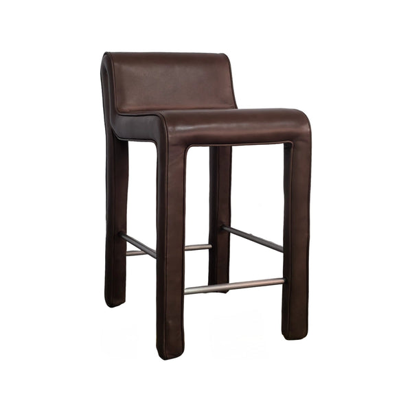 Olivia + Quinn Hudson Leather Counter Chair - Luxurious Top Grain Design For Modern Elegance And Durability Pippa Latte Leather,Foam,Wood 2168_Cnk1802