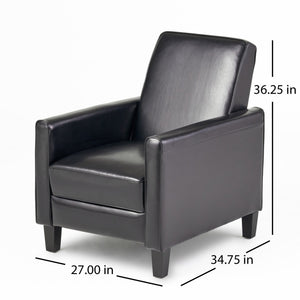 English Elm Christopher Knight Home® - Black Black Fax Leather Push Back Chair — Ergonomic PU Leather Recliner, Plush Padding, Durable Frame 52422.00PUBLK