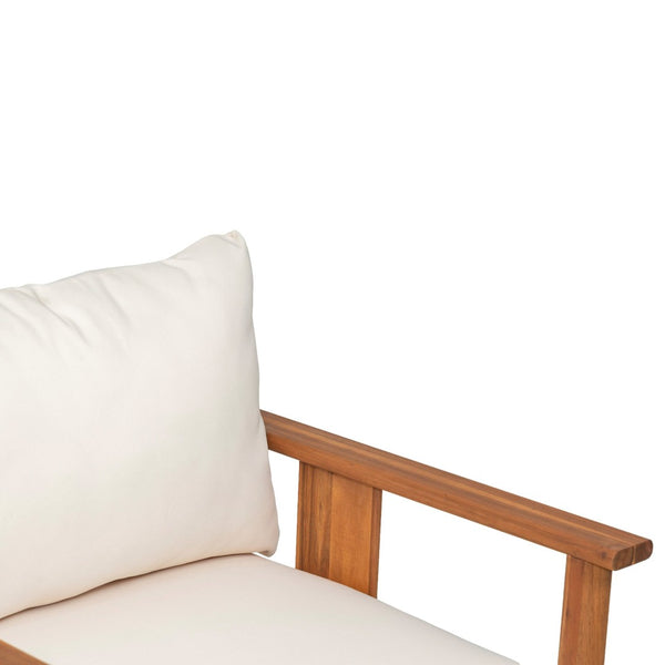 English Elm Patio Acacia Wood Club Chair with Textilene Back and Cushion for Outdoor Decks N776P369380W