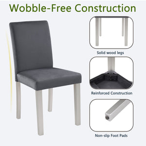 English Elm Dining Chairs Set for 4 with Plush Flannelette Upholstery, Ergonomic High Back & Solid Wood Legs, Silver Gray W1998P266887