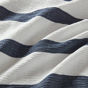 English Elm 3-piece King Yarn-dyed Woven Stripe Comforter Set with Seersucker Texture for Coastal Bedrooms Blue B035P463220