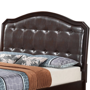 English Elm Transitional Cappuccino Queen Bed with Beige Finish, 57"H x 65"W x 87"D, Solid Particleboard Frame, Easy Assembly, Stylish Durable Comfort B078S00520