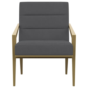 English Elm 1pc Bouclé Swivel Accent Chair with Channel Back, Plush Foam Seat, 360° Rotation, Modern Comfort DARK GREY,Gold 30 L x 26 W x 29.5 H B011P308568