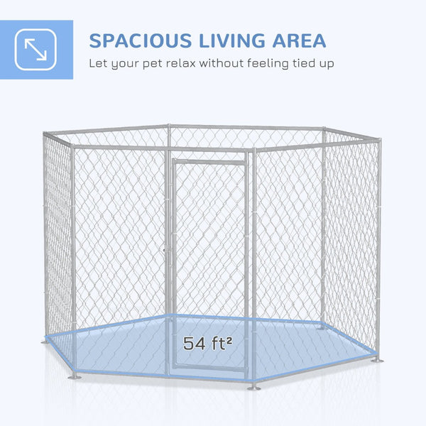 English Elm Pawhut Galvanized Steel Outdoor Dog Run with Lockable Door for Large Breeds W2225P173779