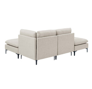 English Elm Linen Upholstered Modular Sectional Sofa with Black Metal Legs for Modern Living Almond B2748S00096