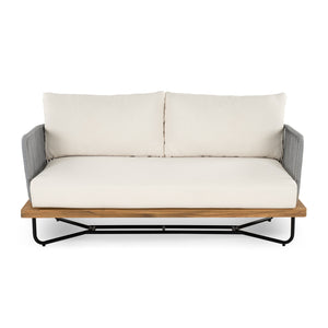 English Elm Christopher Knight Home® - Lucca Outdoor 6-Seater Acacia Wood Patio Set With Rope Woven Accents & Coffee Table - Beige Comfort N773OS00067B