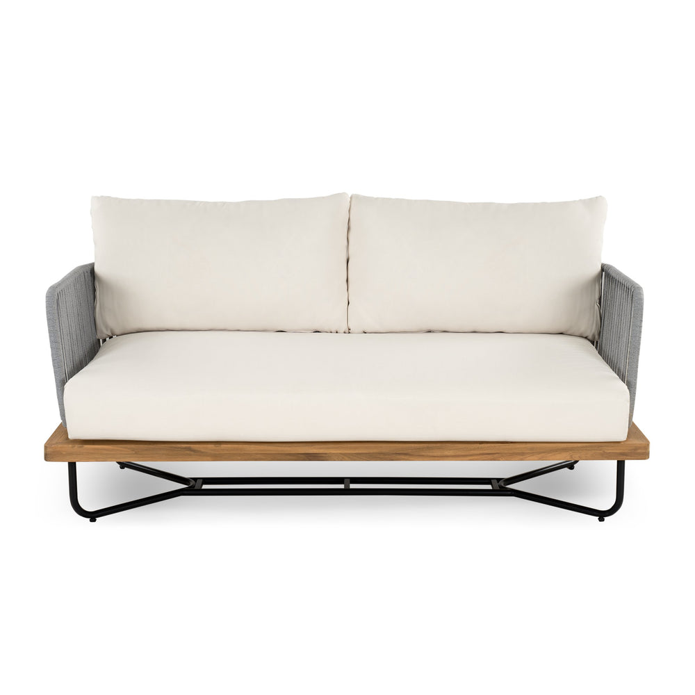 English Elm Christopher Knight Home® - Lucca Outdoor 4-Piece Acacia Wood & Rope-Woven Patio Set With Water-Repellent Cushions, Beige N773OC00017B