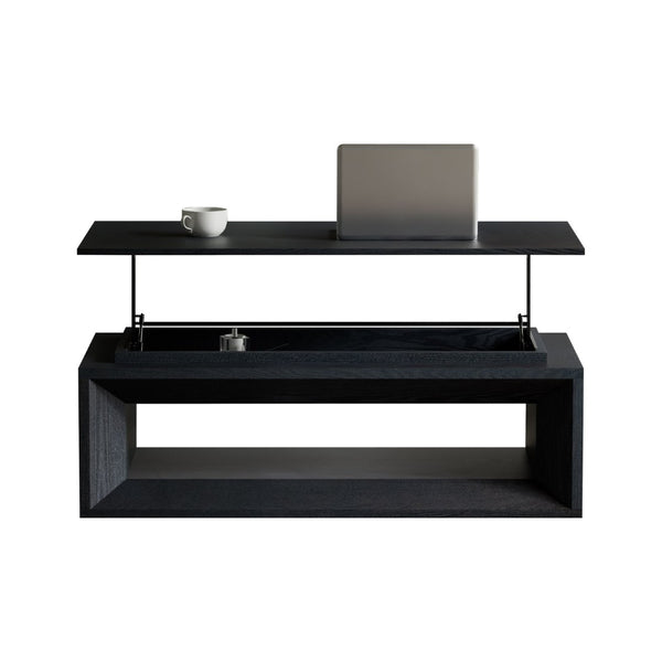 English Elm 43.3'' Wood Veneer Lift Top Coffee Table with Hidden Storage for Living Room Black W1435P453256