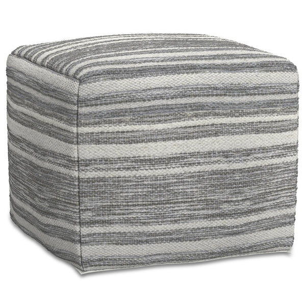 English Elm Carina Handwoven Square Wool Pouf Black White Melange – Supportive Polystyrene Fill, 18"x18"x14" B136P252627