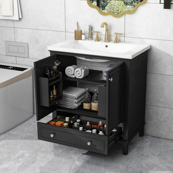 English Elm 30" Bathroom Vanity With Sink Combo - Modern Black Cabinet, Spacious Storage & Durable Design SY999606AAB-6
