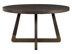 Lexington Artistica Home Verbatim Dining Table - Vintage Modern Design In Wire-brushed White Oak With Antique Brass Accents Dark Brown Wood 2170-870c