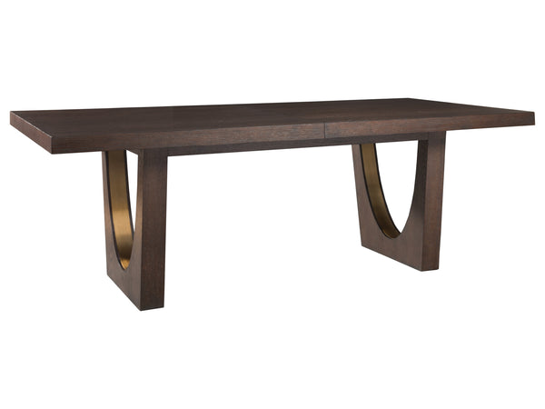Lexington Artistica Home Verbatim Dining Table - Vintage Modern Design In Wire-brushed White Oak With Antique Brass Accents Dark Brown Wood 2170-877