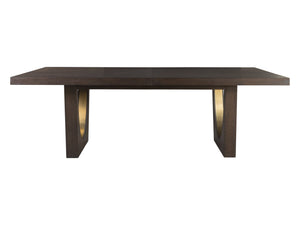 Lexington Artistica Home Verbatim Dining Table - Vintage Modern Design In Wire-brushed White Oak With Antique Brass Accents Dark Brown Wood 2170-877