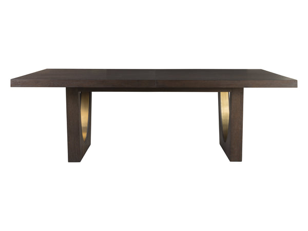 Lexington Artistica Home Verbatim Dining Table - Vintage Modern Design In Wire-brushed White Oak With Antique Brass Accents Dark Brown Wood 2170-877