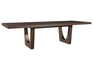 Lexington Artistica Home Verbatim Dining Table - Vintage Modern Design In Wire-brushed White Oak With Antique Brass Accents Dark Brown Wood 2170-877