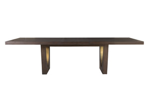 Lexington Artistica Home Verbatim Dining Table - Vintage Modern Design In Wire-brushed White Oak With Antique Brass Accents Dark Brown Wood 2170-877
