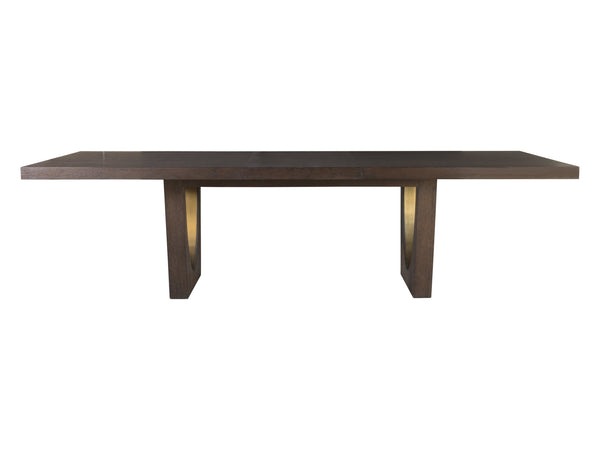 Lexington Artistica Home Verbatim Dining Table - Vintage Modern Design In Wire-brushed White Oak With Antique Brass Accents Dark Brown Wood 2170-877