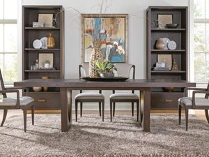 Lexington Artistica Home Verbatim Dining Table - Vintage Modern Design In Wire-brushed White Oak With Antique Brass Accents Dark Brown Wood 2170-877