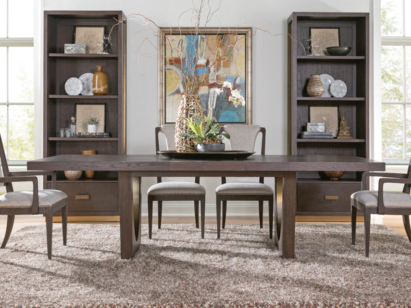 Lexington Artistica Home Verbatim Dining Table - Vintage Modern Design In Wire-brushed White Oak With Antique Brass Accents Dark Brown Wood 2170-877