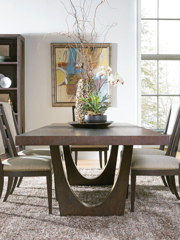 Lexington Artistica Home Verbatim Dining Table - Vintage Modern Design In Wire-brushed White Oak With Antique Brass Accents Dark Brown Wood 2170-877