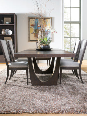 Lexington Artistica Home Verbatim Dining Table - Vintage Modern Design In Wire-brushed White Oak With Antique Brass Accents Dark Brown Wood 2170-877