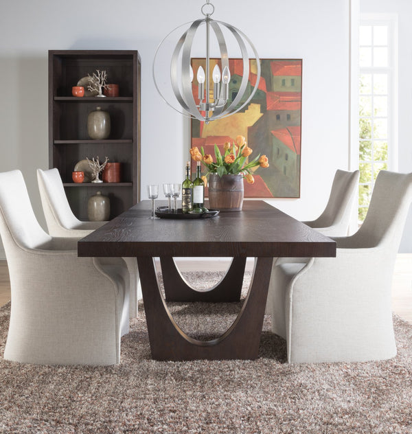 Lexington Artistica Home Verbatim Dining Table - Vintage Modern Design In Wire-brushed White Oak With Antique Brass Accents Dark Brown Wood 2170-877