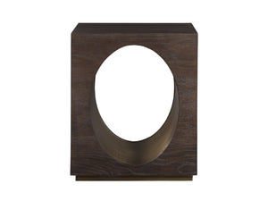 Lexington Artistica Home Verbatim Vintage Modern End Table In Wire-brushed White Oak With Antiqued Brass Accents Dark Brown Wood 2170-955