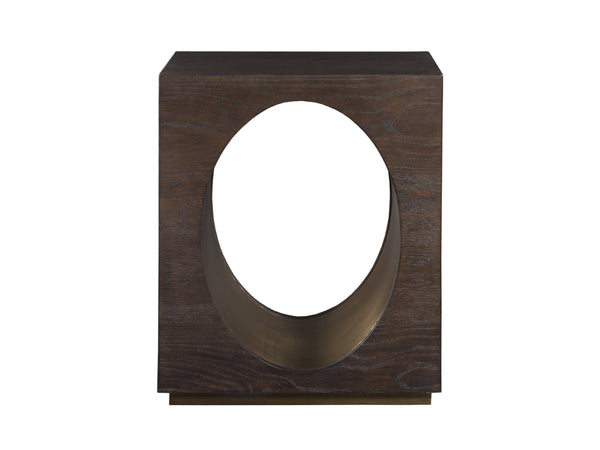 Lexington Artistica Home Verbatim Vintage Modern End Table In Wire-brushed White Oak With Antiqued Brass Accents Dark Brown Wood 2170-955