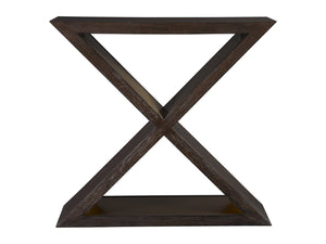 Lexington Artistica Home Verbatim X Console Table - Vintage Modern White Oak Design With Antiqued Brass Accents And Plinth Base Dark Brown Wood 2170-966