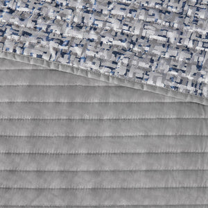 English Elm 6 Piece Rhapsody Reversible Jacquard Quilt Set Navy & Grey Full/Queen with 3 Decorative Pillows, Machine Washable B03597589