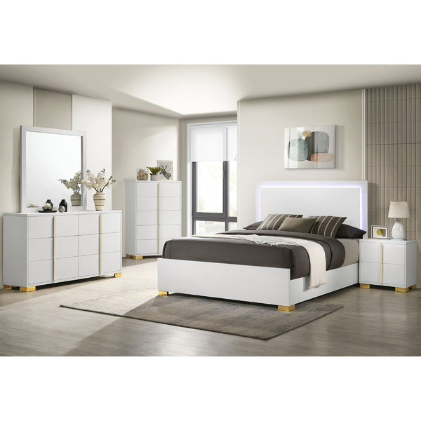 English Elm Mckee White Queen Sleigh Bed with Curved Legs and Low Profile Footboard for Cottage Rooms White B062S01759