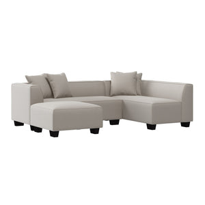 English Elm Marston Corduroy L-shape Sectional Sofa Deep Seating Six Seat Modern Living Room Gray B127S00001