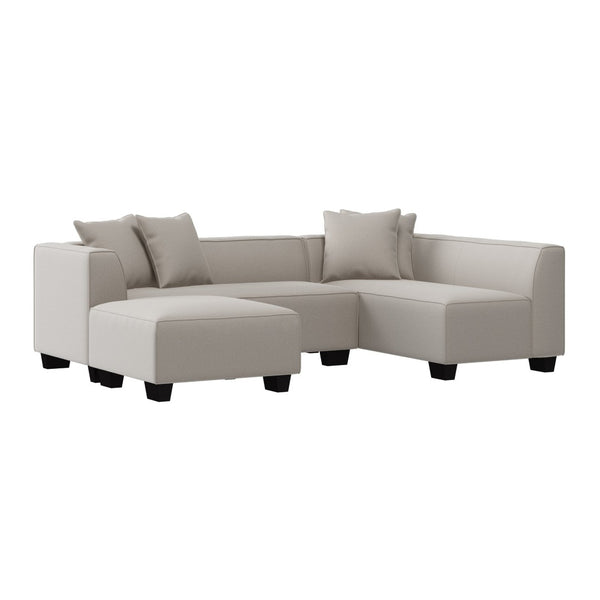 English Elm Marston Corduroy L-shape Sectional Sofa Deep Seating Six Seat Modern Living Room Gray B127S00001