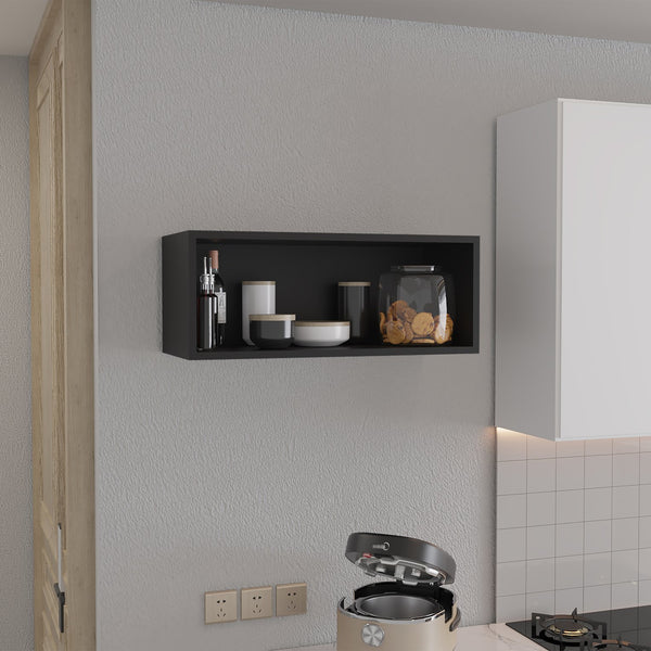 English Elm Wally versatile 30" wide open wall cabinet with sturdy 25 lb shelf capacity for organized living spaces Black 31.2 L x 14.2 W x 4.4 H B200P239112