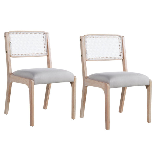English Elm Wood Dining Chairs Set Of 2, Chic Modern Farmhouse Seating With Sturdy Frame & Soft Beige Linen Upholstery N842P300886A-GIGA