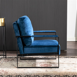 English Elm Classic Mid Century Modern Accent Chair – Plush Velvet Upholstered Armchair In Blue For Any Space B2735P256736