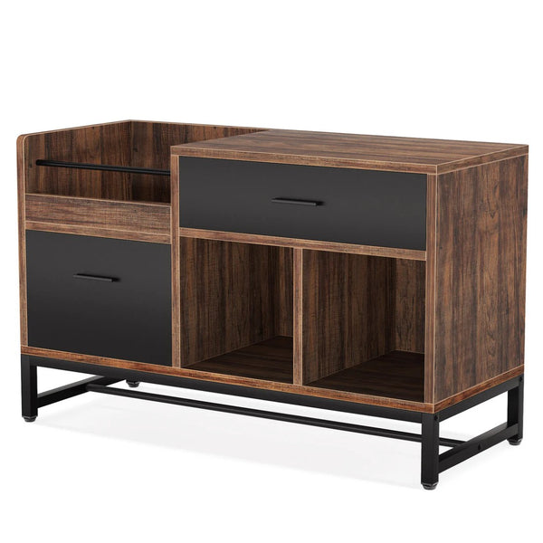 English Elm Lateral Steel Frame Filing Cabinet with Open Shelves for Home Office Organization T3971P458103