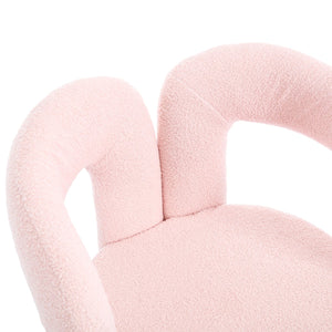 English Elm Contemporary Velvet Upholstered Barrel Accent Chair with Curved Support, Foam Seat, Steel Frame Finish Pink W395P224758