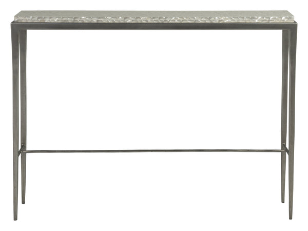 Lexington Artistica Home Brilliante Shallow Console - Stunning Troca Shell Inlay With Hand-hammered Silver Foil Base Design Silver Foil Wood 2173-966