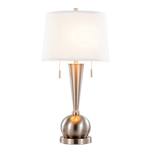 English Elm Jules Brushed Nickel Orb Base Table Lamp Set with Linen Shade and Usb Charging Port B202P224212