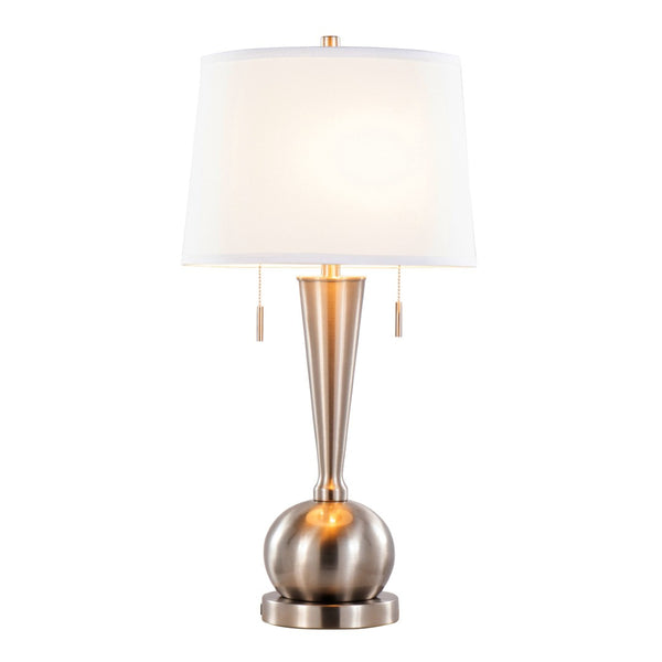 English Elm Jules Brushed Nickel Orb Base Table Lamp Set with Linen Shade and Usb Charging Port B202P224212