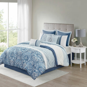 510 Design Shawnee Transitional 8 Piece  Comforter Set 5DS10-0255 Blue