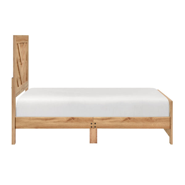 English Elm Natural Wood Twin Panel Bed Chevron Headboard Rustic Farmhouse Bedroom Frame B011P490038