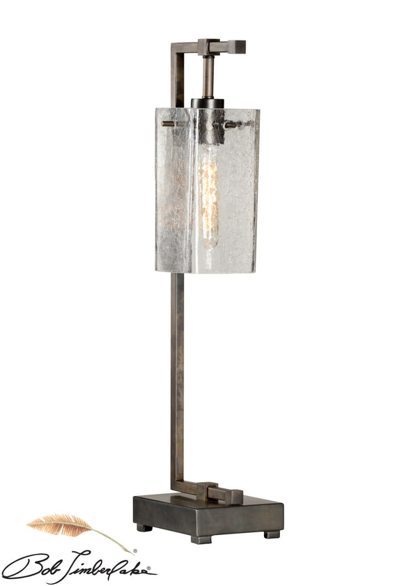Wildwood Tavern Bronze Iron Table Lamp With Crackle Glass Globe, Vintage-Style Ambient Lighting Accent 21742