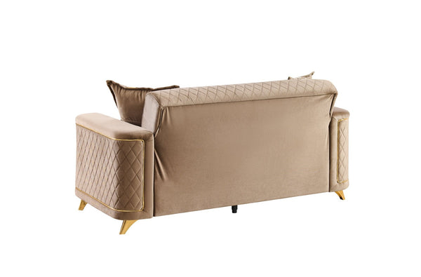 English Elm Lisa 3 Piece Living Room Sofa Set Copper Upholstery Birch Frame Gold Steel Legs B009S02226